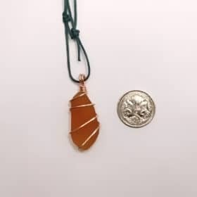 Sea glass pendant on cord